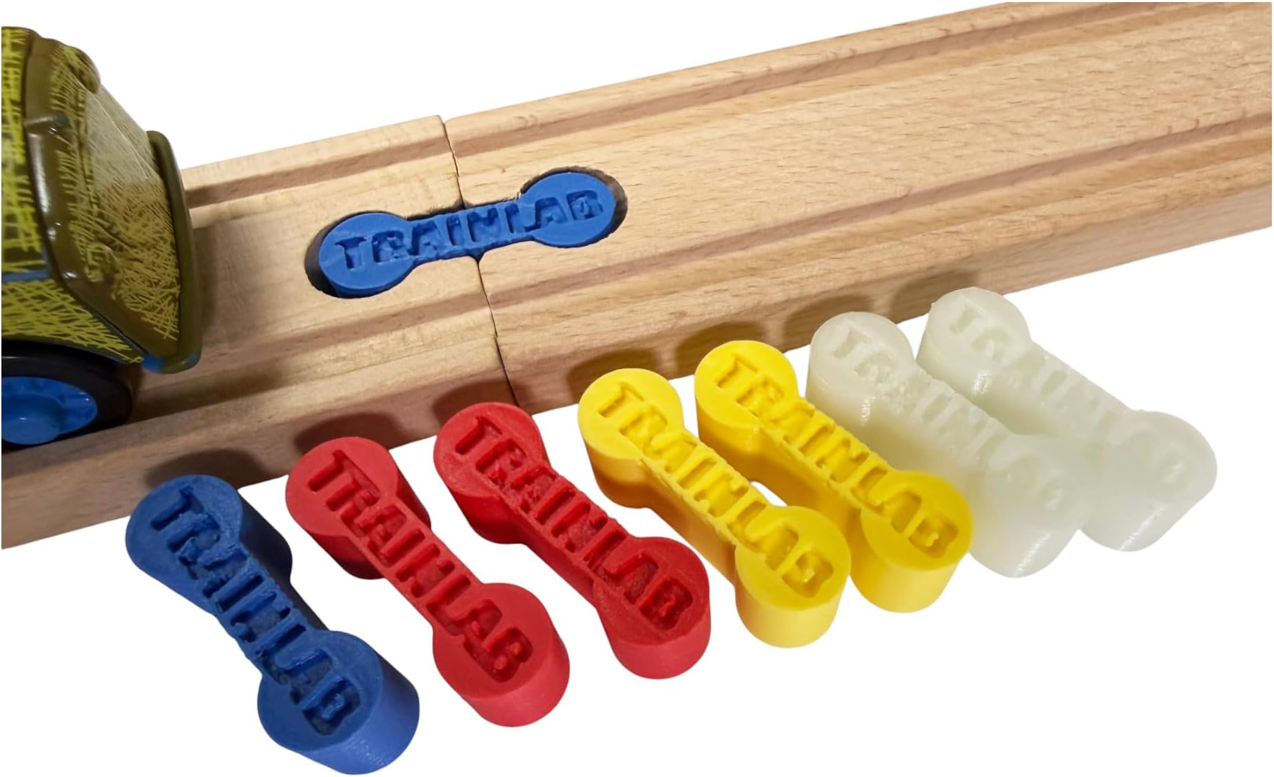 TrainLab.com DogBone Wooden Train Track Connectors, Adapters Compatible with Thomas and Friends, Brio, and All Wooden Railway Systems (8-Pack Fun Set for Kids and Adults)