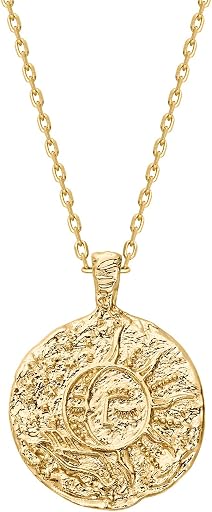 PAVOI 14K Gold Plated Engraved Coin Pendant Necklaces for Women | Byzantine Coin Pendants | Bohemian Necklace