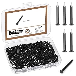 150pcs 1-1/4 30mm Steel Nails Black Galvanized Fogging Nails Cement Nails for Hanging Pictures Wall Nails Wooden Nails Ready Made Nails for Household and DIY