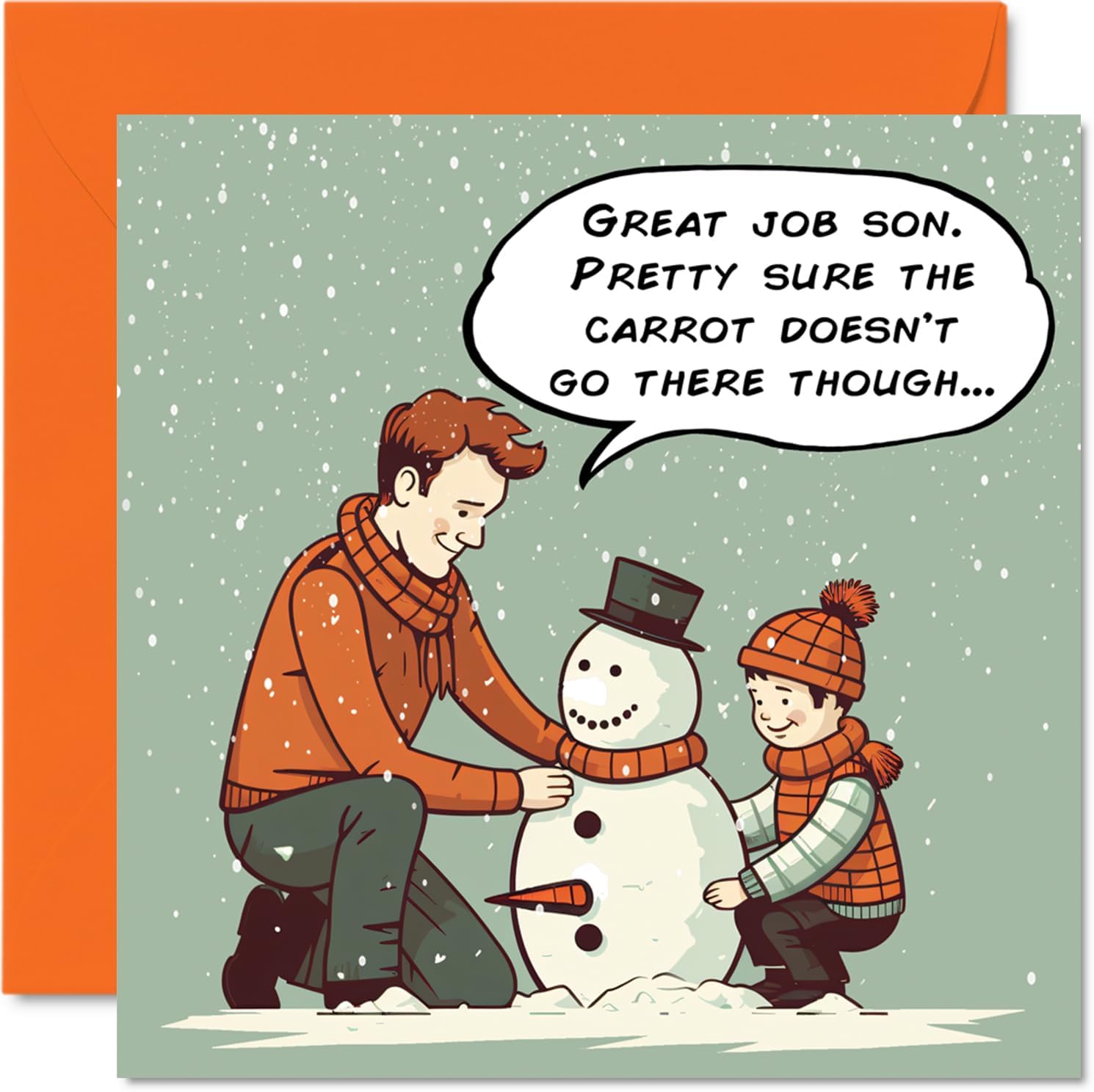 Funny Christmas Cards for Women Men - Snowman - Rude Merry Xmas Christmas Card Sister Brother Cousin Uncle Aunt Mom Dad Papa Pops Grandma Grandpa, 5.7 x 5.7 Inch Single Christmas Greeting Cards Gift