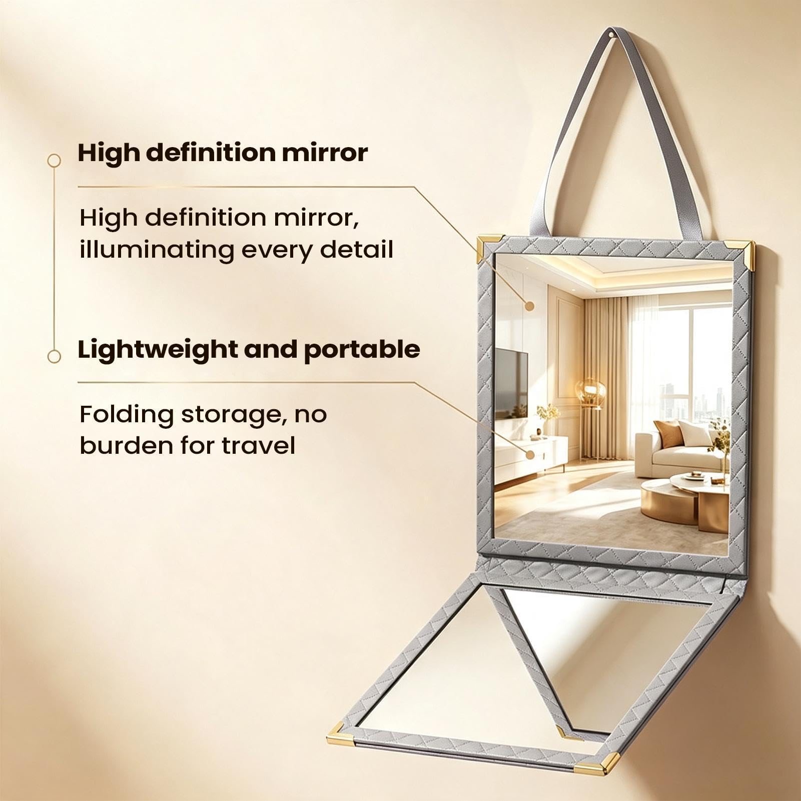 Miroir de Pleine Longueur Corps Entier Acrylique Pliable Incassable | Miroir de Garde-Robe pour Danse Scène Spectacle pour Salle de Classe Studio Scène Chambre Dressing Hôtel Camping