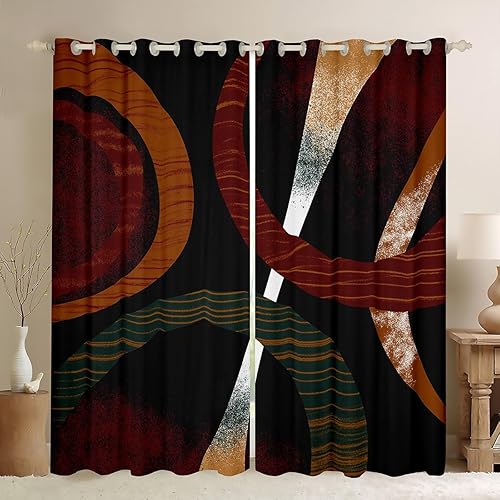 Miniatura 16 de Cortinas cuadradas grises, negras, rojas, blancas, con cuadrícula geométrica para niños, niñas, adolescentes, cortinas de tratamiento de ventanas