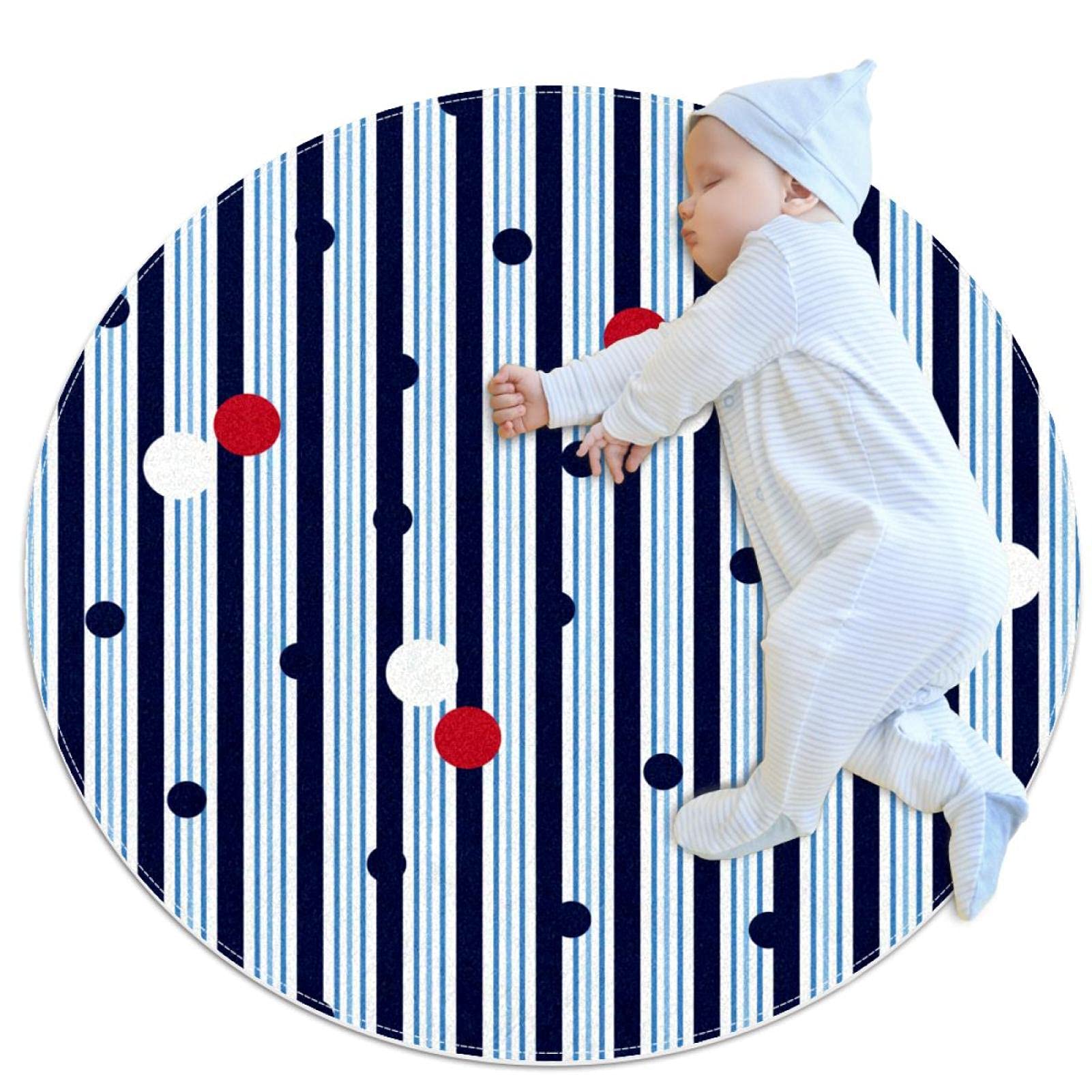 Tapis rond à pois JDEZ 100x100cm pour salon et chambre à coucher