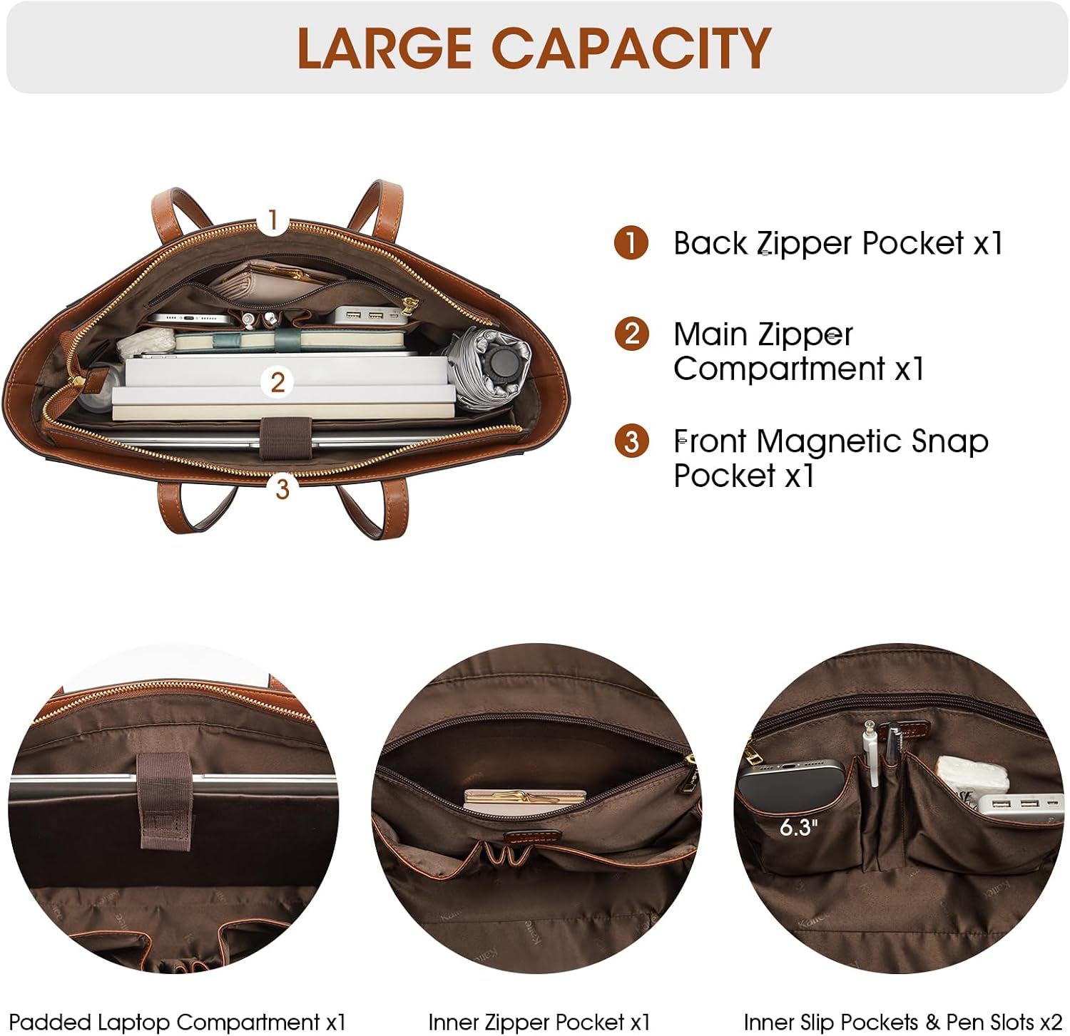 Kattee Leather Travel Tote Bag for Women image 5