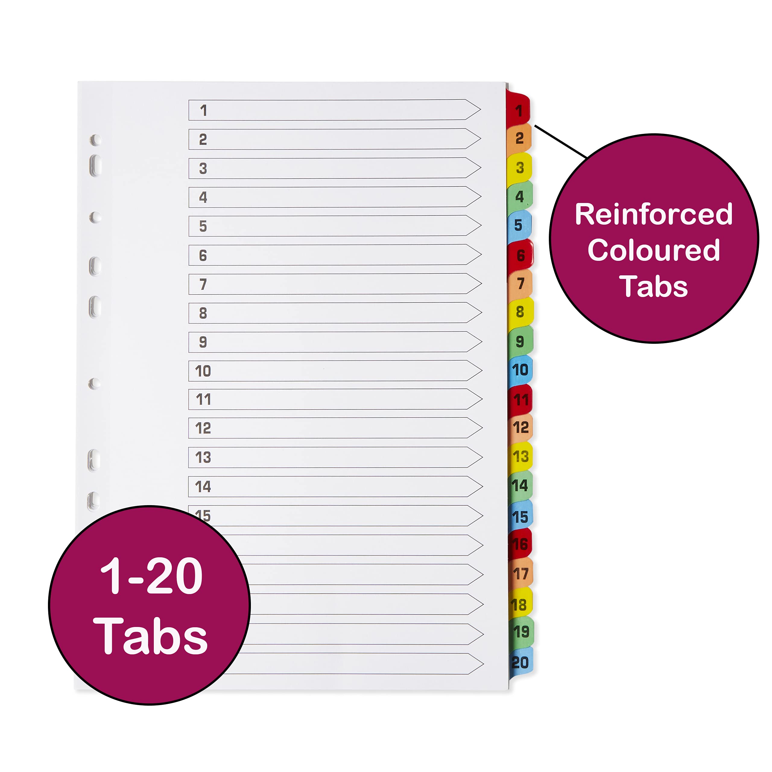 Jeux De Toc NUOBESTY 2 Sets A4 Plastic Binder Dividers - 1-31 Numbered ...