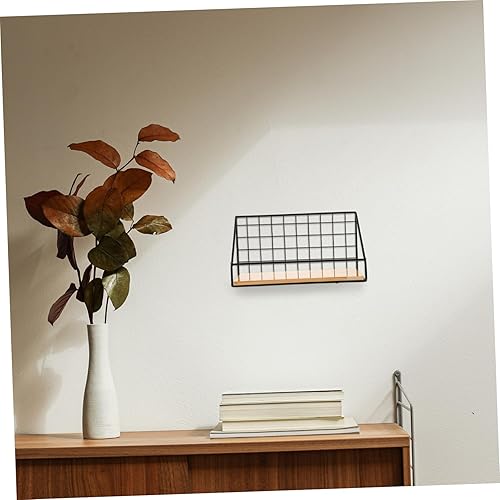 Miniatura 2 de VOSAREA Estante de almacenamiento único montado en la pared, marco de madera de hierro para el hogar, cocina, baño, inauguración de la casa