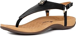 Athlefit Women's Comfortable Thong Sandals Dressy T-Strap Backstrap Sandal Orthotic Arch Support Orthopedic Walking Sandal...