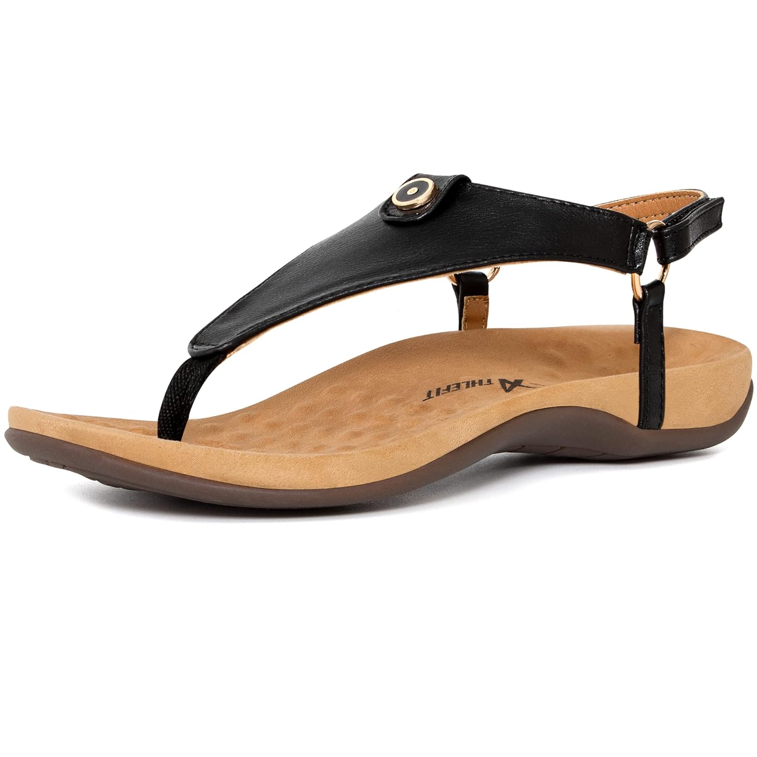 Athlefit Womens Comfortable Orthopedic Sandals Thong Dressy T-Strap Orthotic Casual Summer Arch Support Sandals