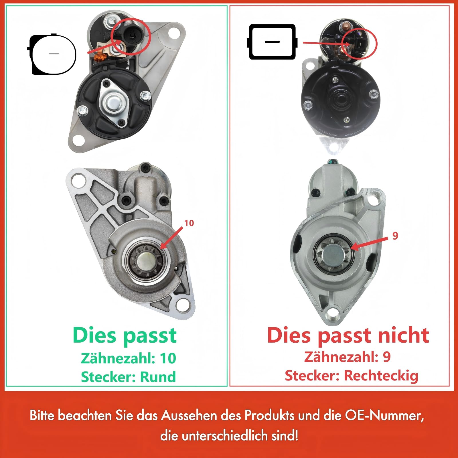 Frankberg Anlasser Starter Auto 10 Zähnezahl Kompatibel Golf VI 5K1 Polo 6C1 6R1 Fabia II 542 Polo 9A 9N 02T911023S