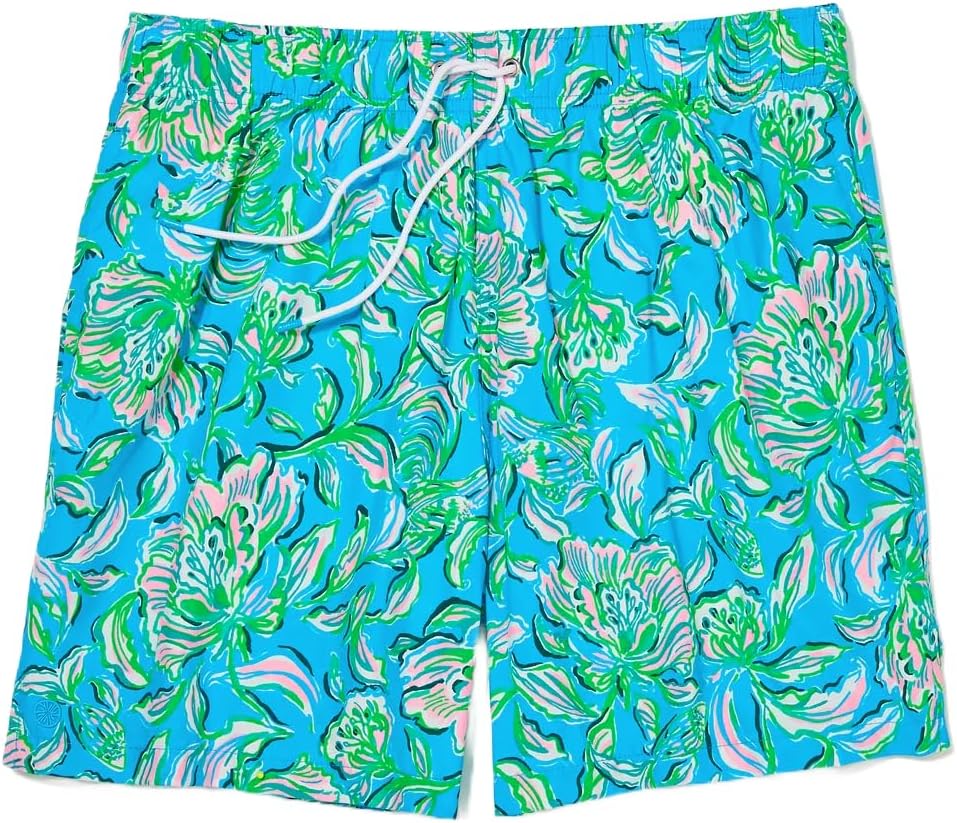 Lilly Pulitzer Mens Capri Swim Trunk in Cumulus Blue Chick Magnet XL 6" Inseam