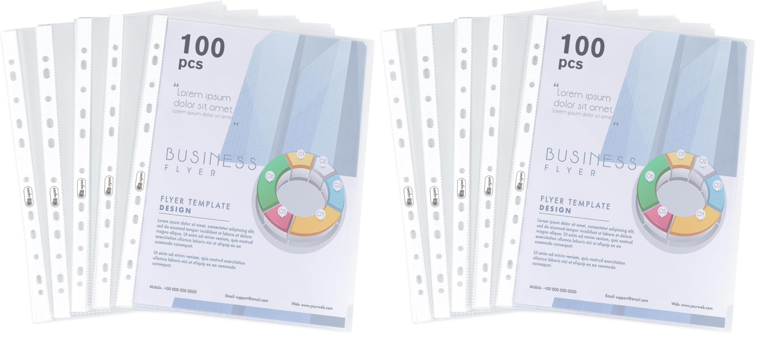 Pochettes perforées A4 160 microns de qualité transparente pour documents (Lot de 2)