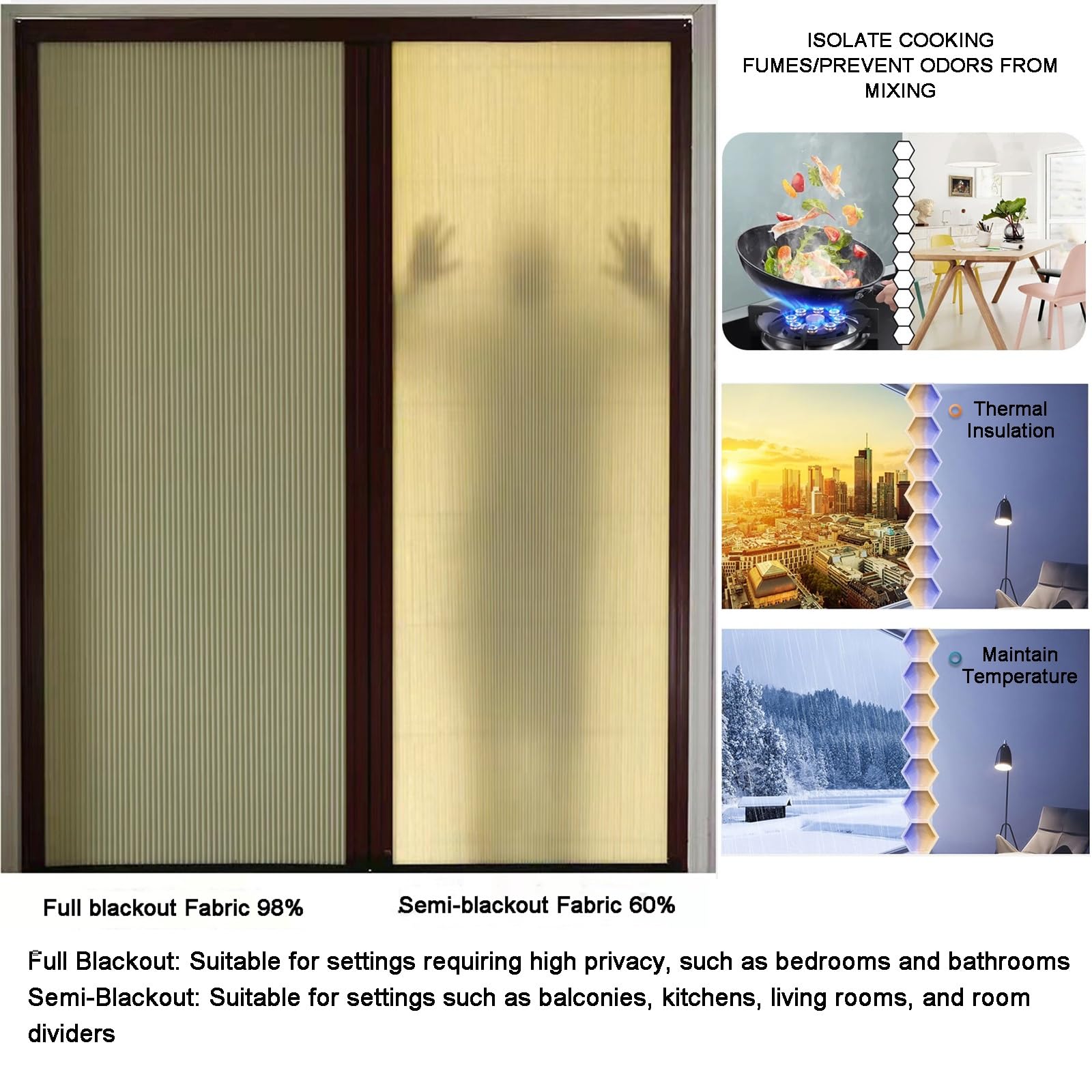 WIGING Sin Necesidad De Taladrar Puerta Plegable Interior Riel Inferior Tabique Impermeable Puerta Alveolar Puerta Plegable para Dormitorio, Baño, Patio, Cocina, Caravana, Sótano, Oficina