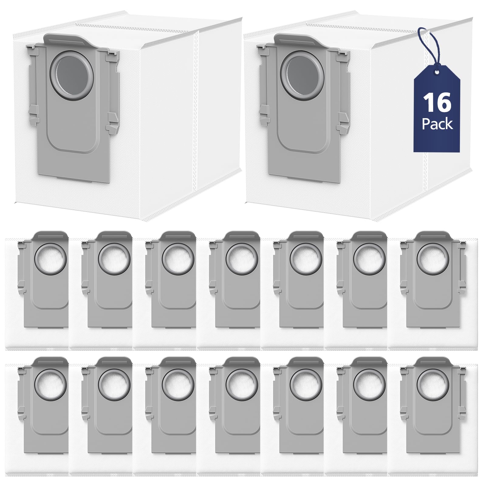 16 Stück Staubbeutel für Roborock QV 35A/35S/Saros 10/10R/Qrevo Master/Qrevo Curv/Qrevo S5V/Q Revo/Qrevo S/Qrevo Pro/Qrevo Slim/Qrevo Edge/Qrevo MaxV/S8 MaxV Ultra Roboter Staubsauger Zubehör Teile