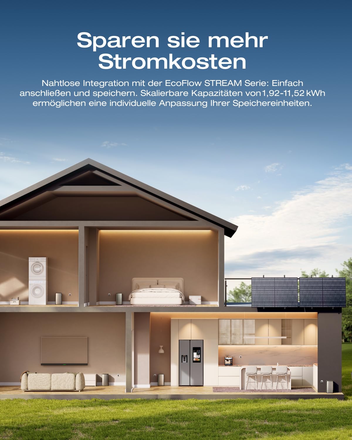 ECOFLOW STREAM Balkonkraftwerk 0% VAT, 800 W Mikro-Wechselrichter, 4 × 250 W PV Solarpanels, WLAN & App-Steuerung für Balkon, Garten, Dach, Wandmontage