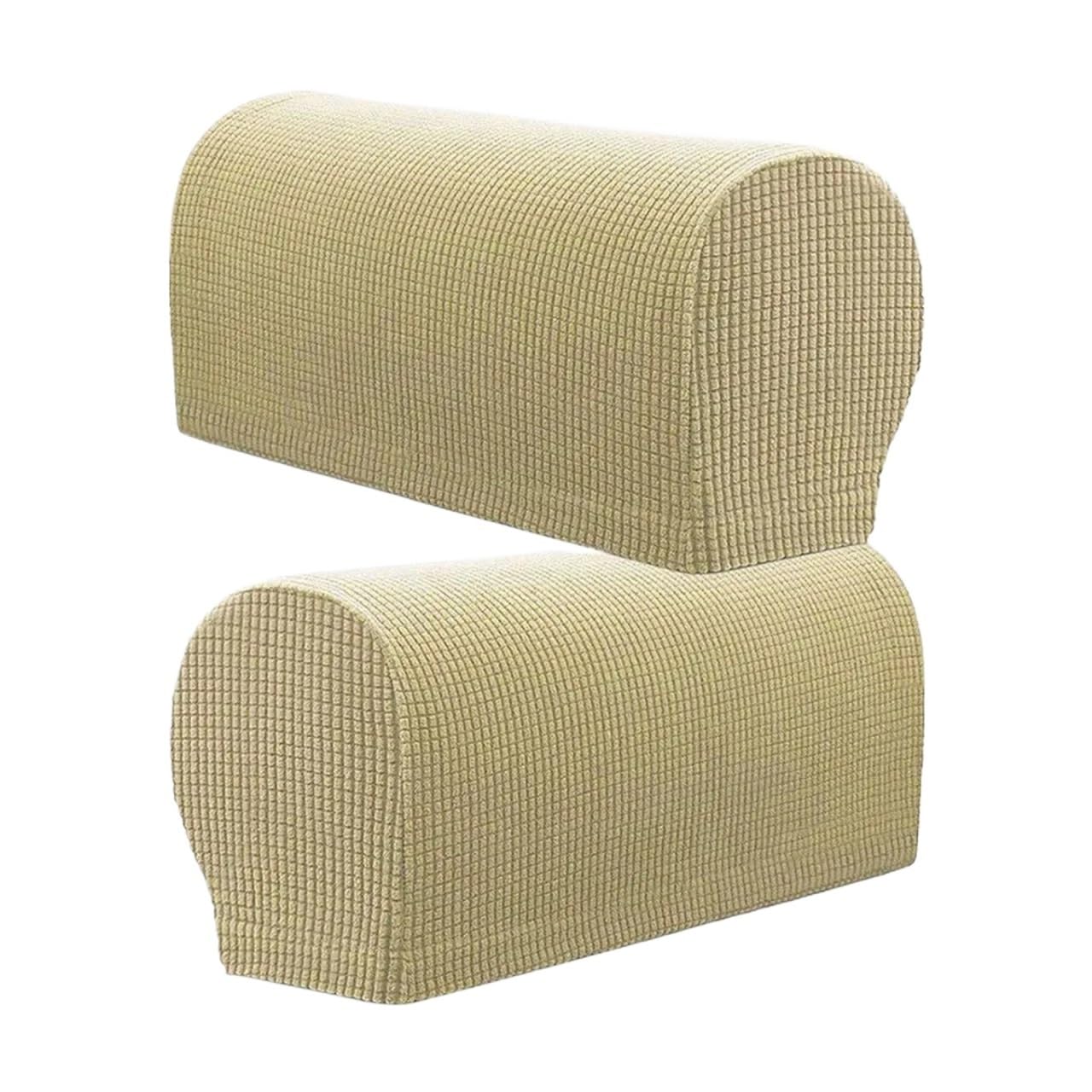 Zovloer Arm Chair Covers 3sets Fit Stretch Stretchy Couch Arm Protector Fleece Sofa Armrest Covers Chair For Recliner Armchairs Sofas Couch(Beige)