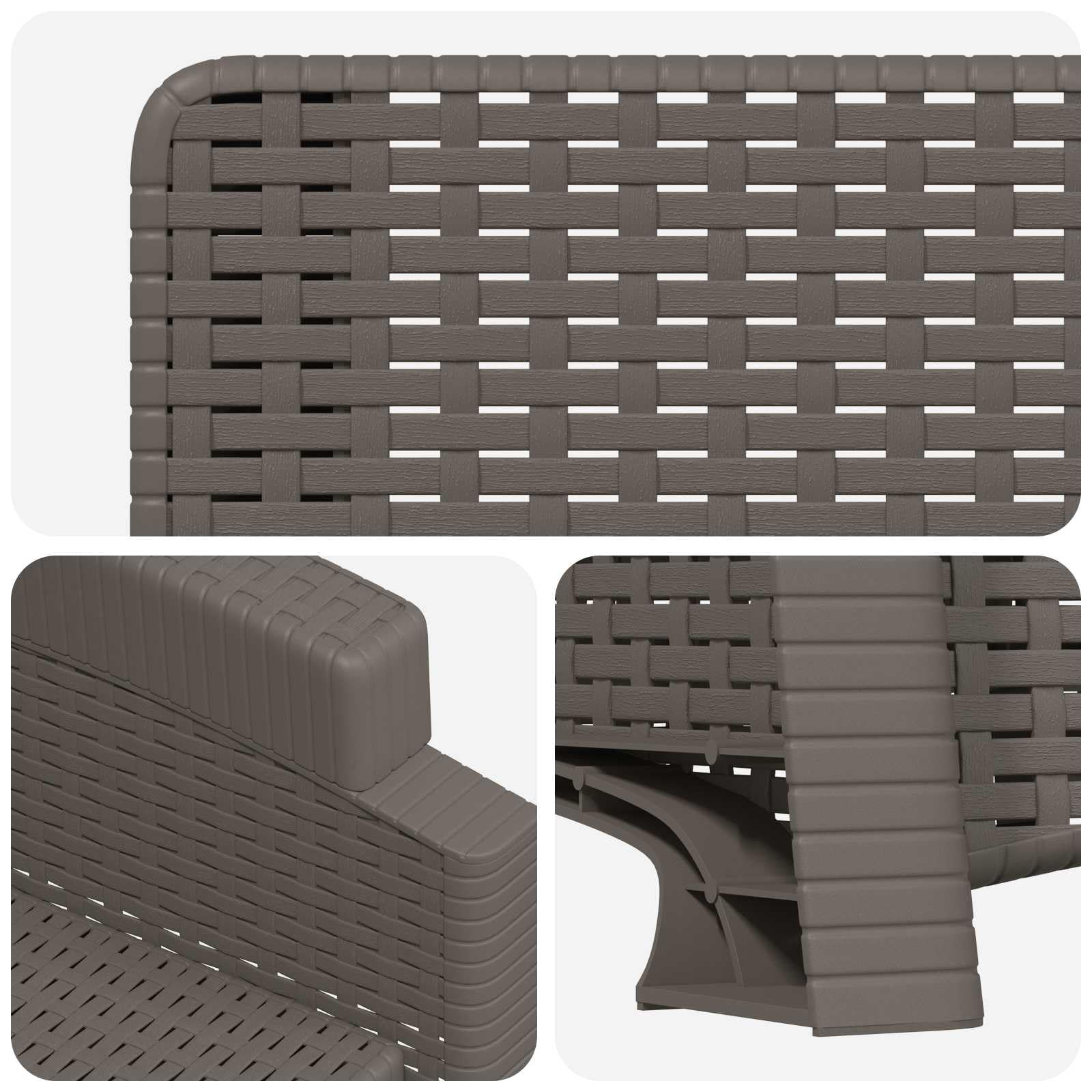 Silla de jardín reclinable imitación ratán 2 piezas, color gris claro | Polipropileno duradero, respaldo regulable 3 posiciones, uso exterior, fácil de limpiar
