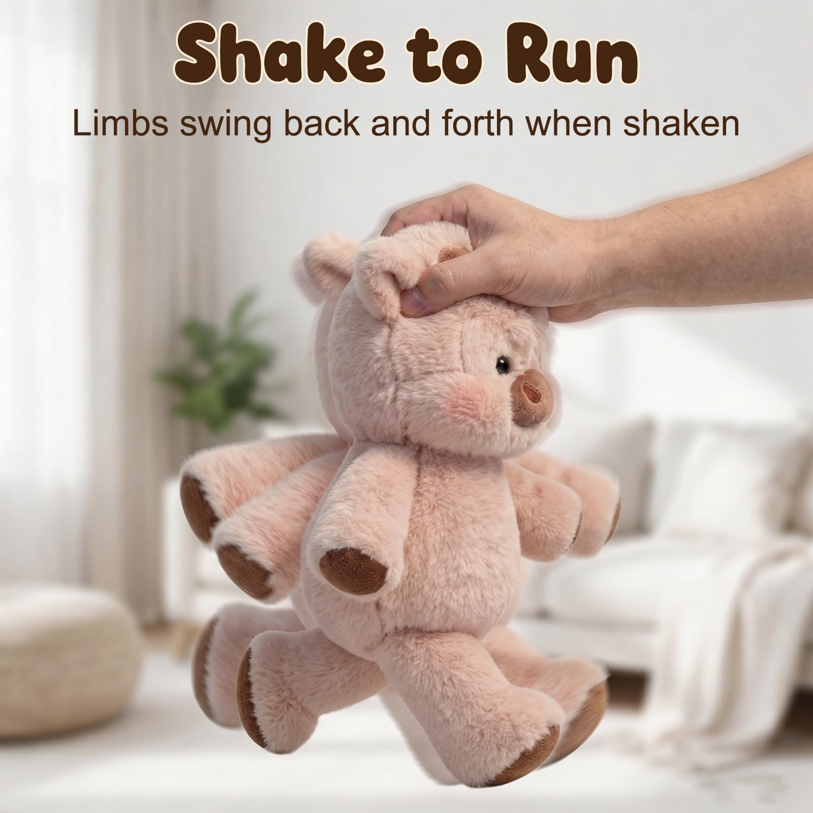 Peluche Che Corre, 45cm Peluche di Cinghiale, Peluch Mucca, Vitello Che Corre Morbido Giocattolo, Adorabile Animale Peluche Muccas Pelosa, Bambola Collezione Forma Pecora Cartone Peluch Animato (Rosa)