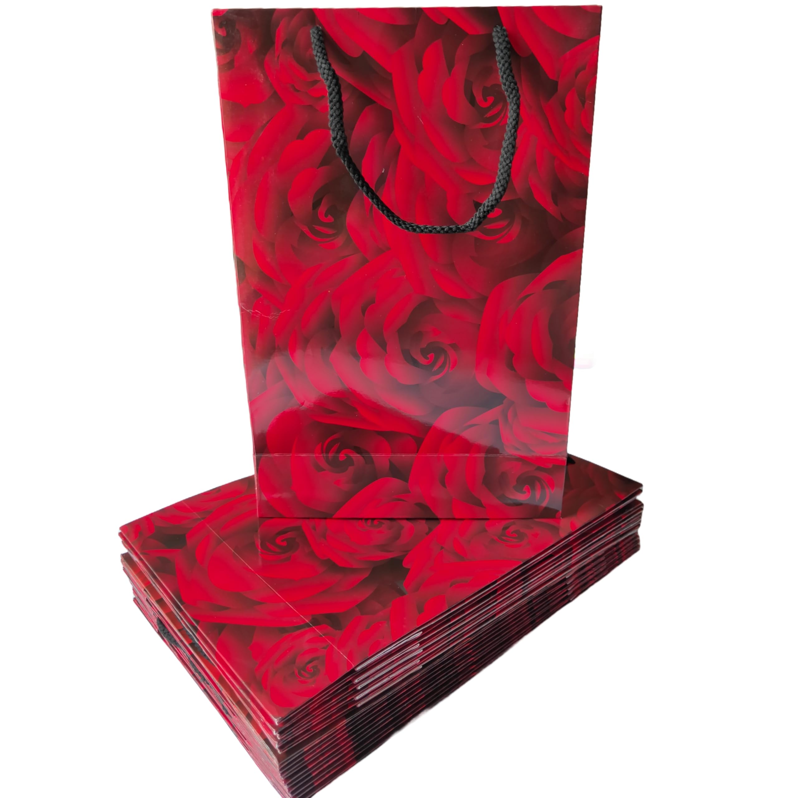 RAINBOW JUNCTION® 10pcs Paper Bags–Return Gift Bags with Handles For Weddings,Anniversaries, Birthdays,Diwali,Navratri,Holiday Presents,Events,Baby Shower,Valentine’s Day (Rose Theme, 26.5x17.5x7.5cm) (B0D9FXLZ23) Amazon Price History, Amazon Price Tracker