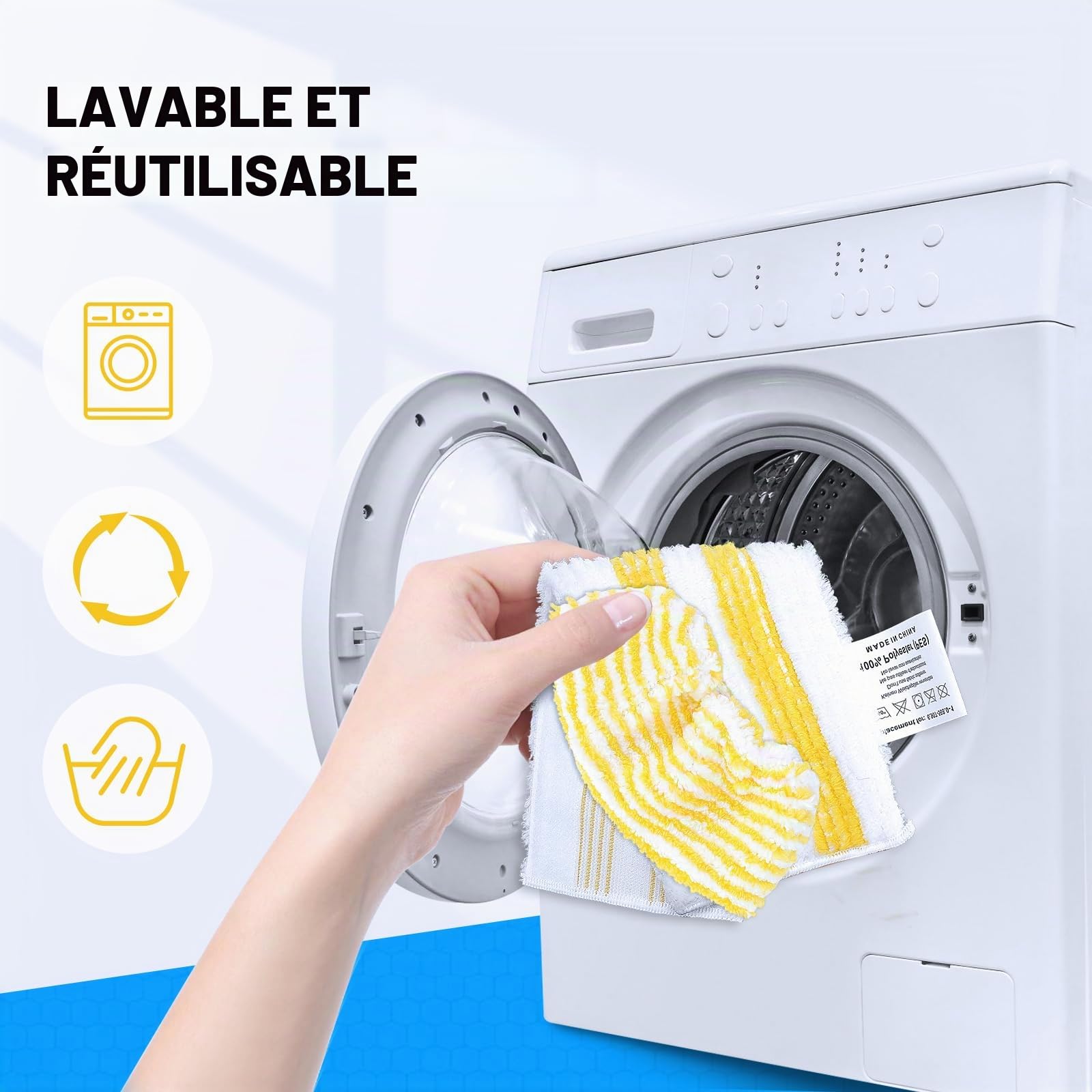 KEEPOW Ensemble de chiffons en microfibres Compatible avec les nettoyeurs vapeur pour Kärcher EasyFix SC 1, SC 2, SC 3, SC 4, SC 5 ，Nouvel ensemble comprenant 3 buses pour sols et 3 buses à main