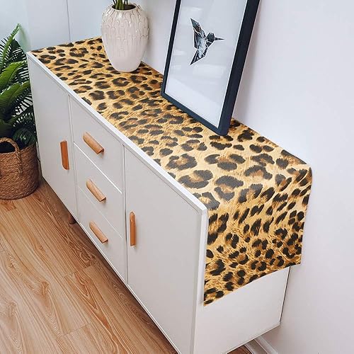 Miniatura 4 de Camino de mesa de comedor de lino de algodón con estampado de leopardo, decoración de safari de vida silvestre, temática de gato grande,