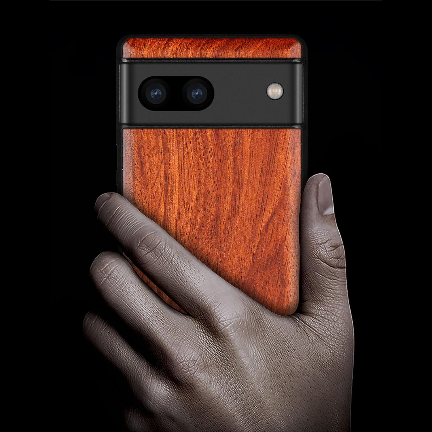 Carveit Wood Case for Pixel 8 - Natural Wood & Black Soft TPU Shockproof Protective Cover - Unique Wooden Case Compatible with Google Pixel 8