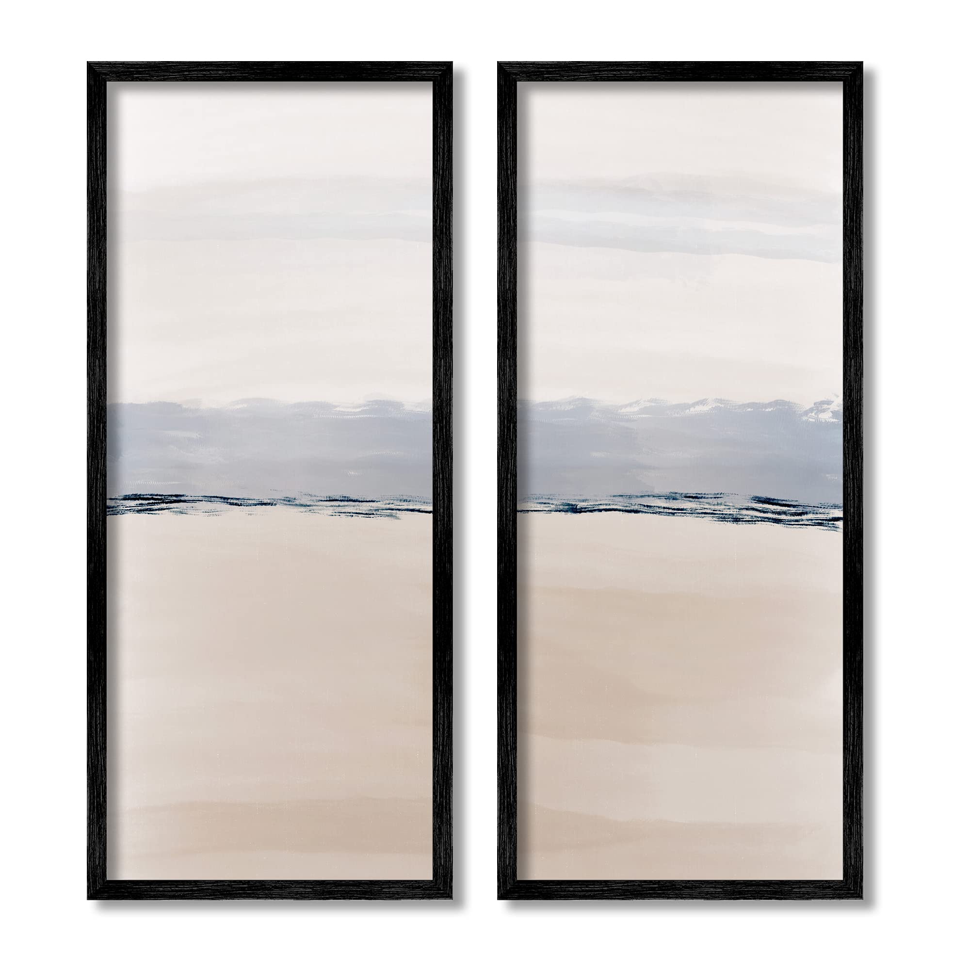 Stupell IndustriesAbstract Nautical Shoreline Landscape Blue Beige Horizon, Design by Emily Navas Black Framed Wall Art, 2pc, Each 13 x 30