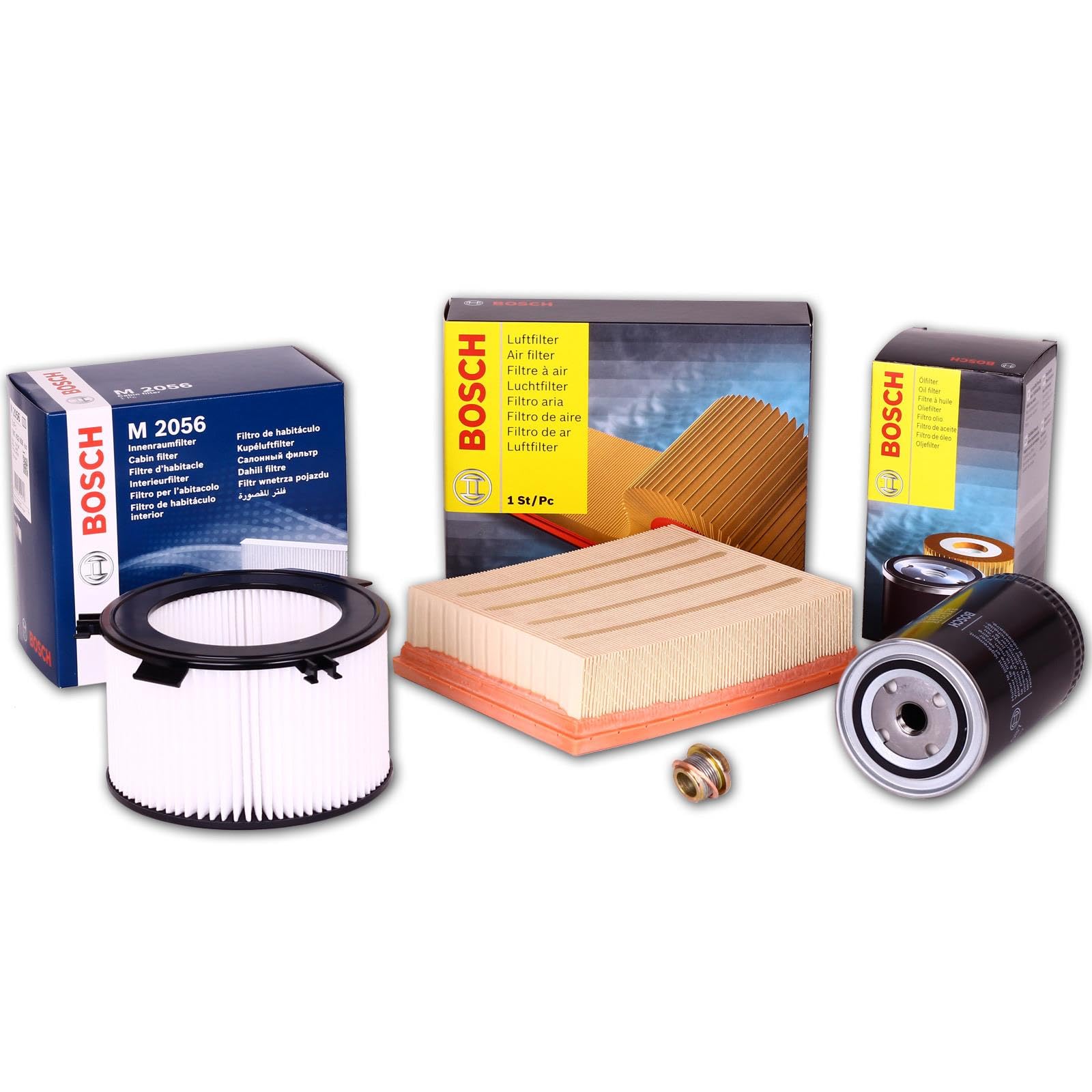 Filterset Inspektionspaket | Ölfilter+Luftfilter+Innenraumfilter+AIC Ölablass passend für T4 Bus Transporter 2.5 + 2.4 Tdi