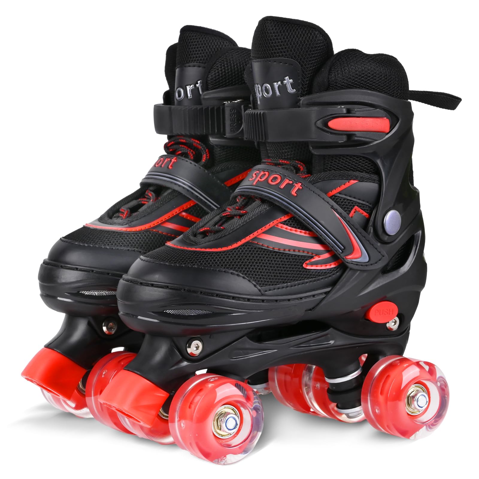 Roller Skates for Little Kids, 4 Size Adjustable Roller Skates with All Wheels Light up, Fun Illuminating Rollers Skates for Boys Beginners,3 Colors to Choose