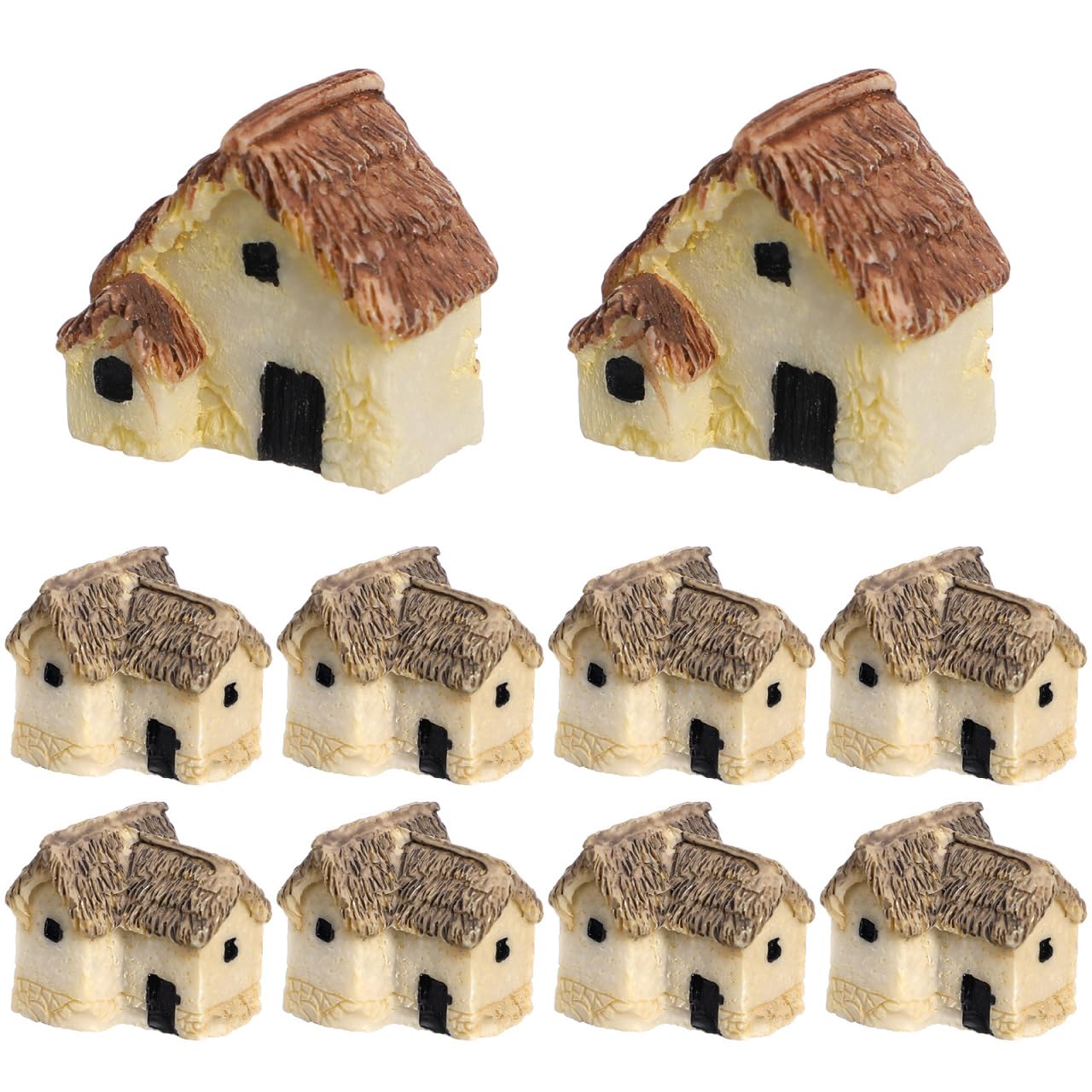 12 Pcs Mini House Terrarium Figurines Ornaments Resin Fairy Garden Micro Landscaping Decor for DIY Projects Potted Plant