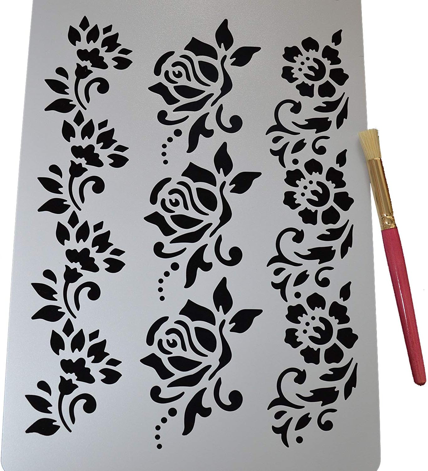 Wall Stencil with Stencil Brush No.4