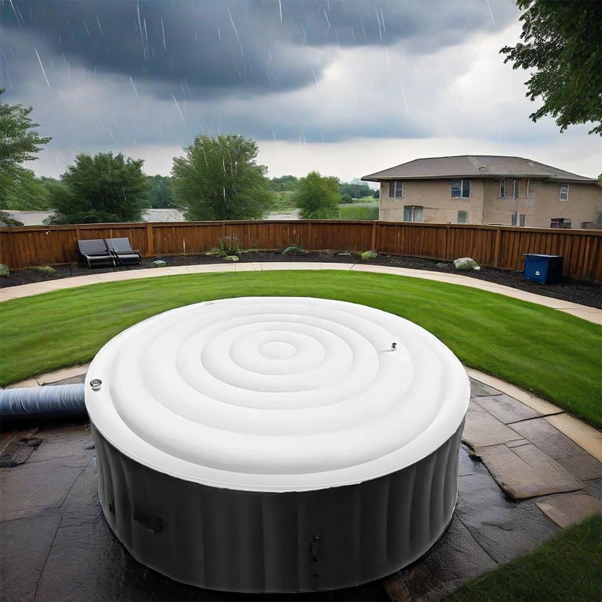 Housse De Spa Gonflable en PVC, Housse De Spa Ronde, Housse De Spa Gonflable, Isolation Thermique Pliable for Spa, Spa Rond Gonflable D'extérieur(130cm)