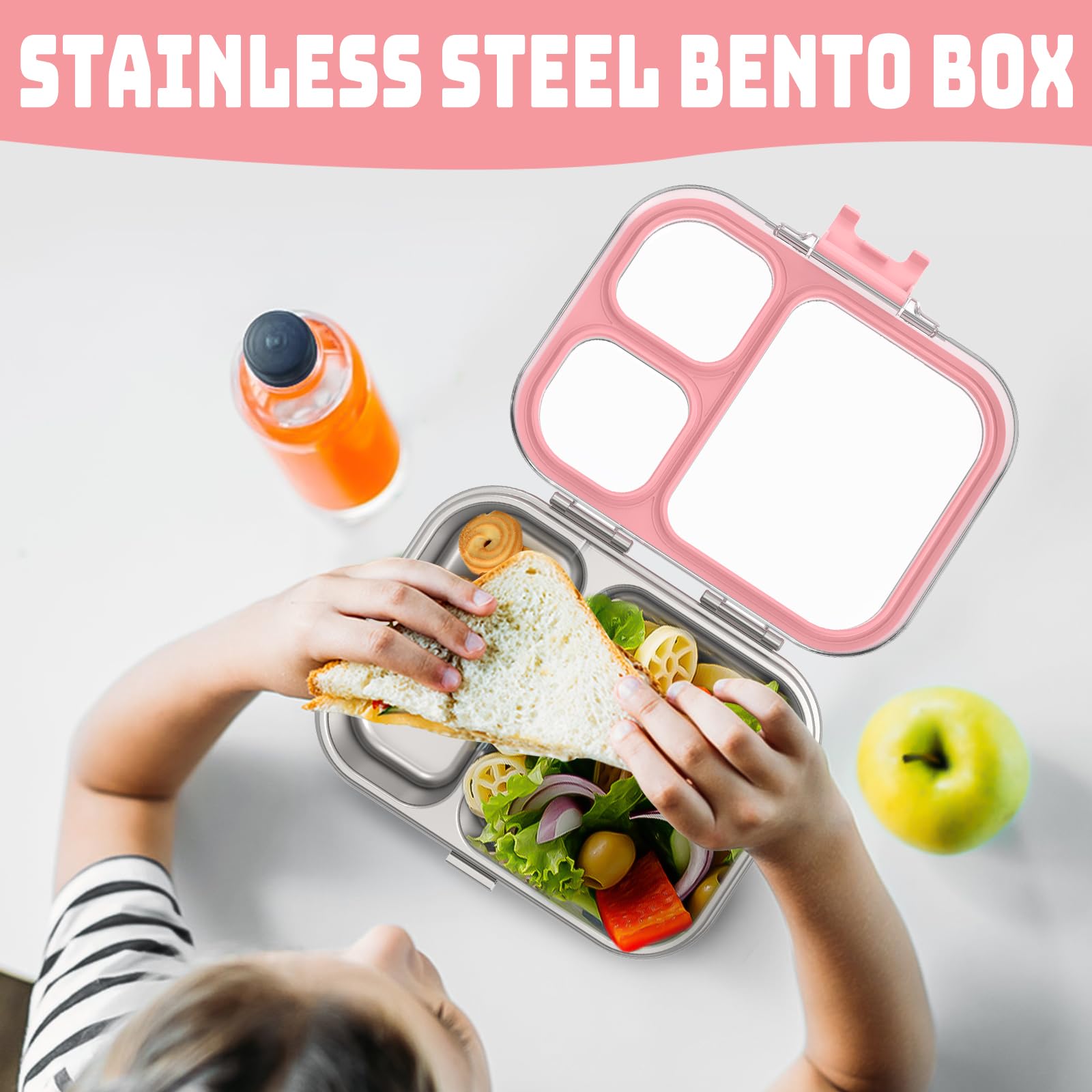Lunchbox voor kinderen met vakken - Bento box, lekvrij en hygiënisch