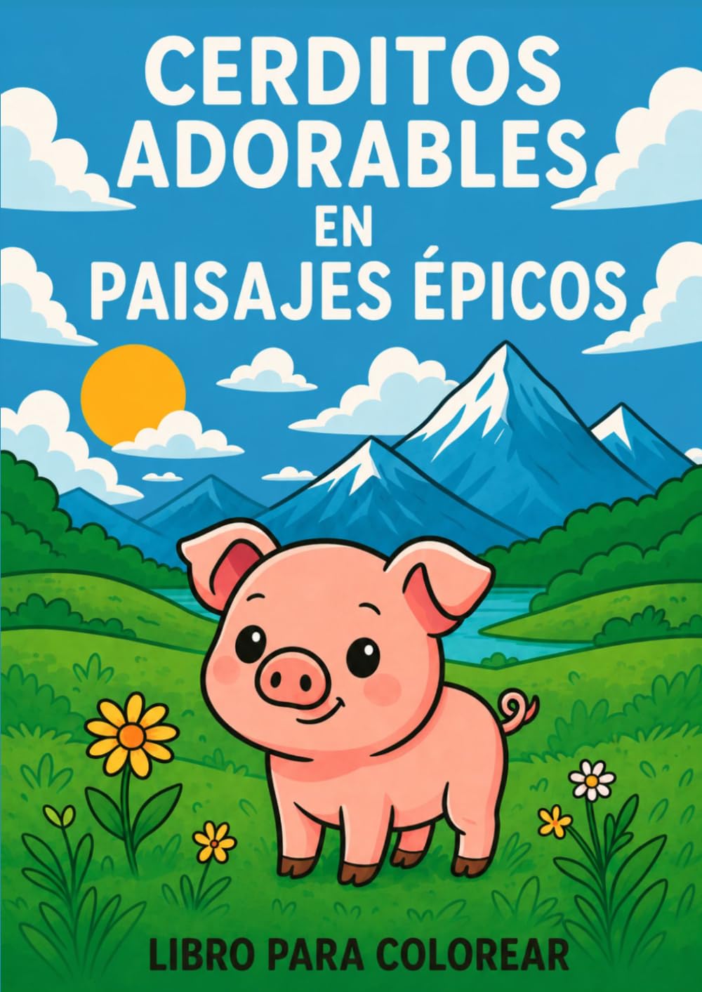 Cerditos Adorables en Paisajes Épicos (Libro para Colorear Relajante para Niños y Adultos)