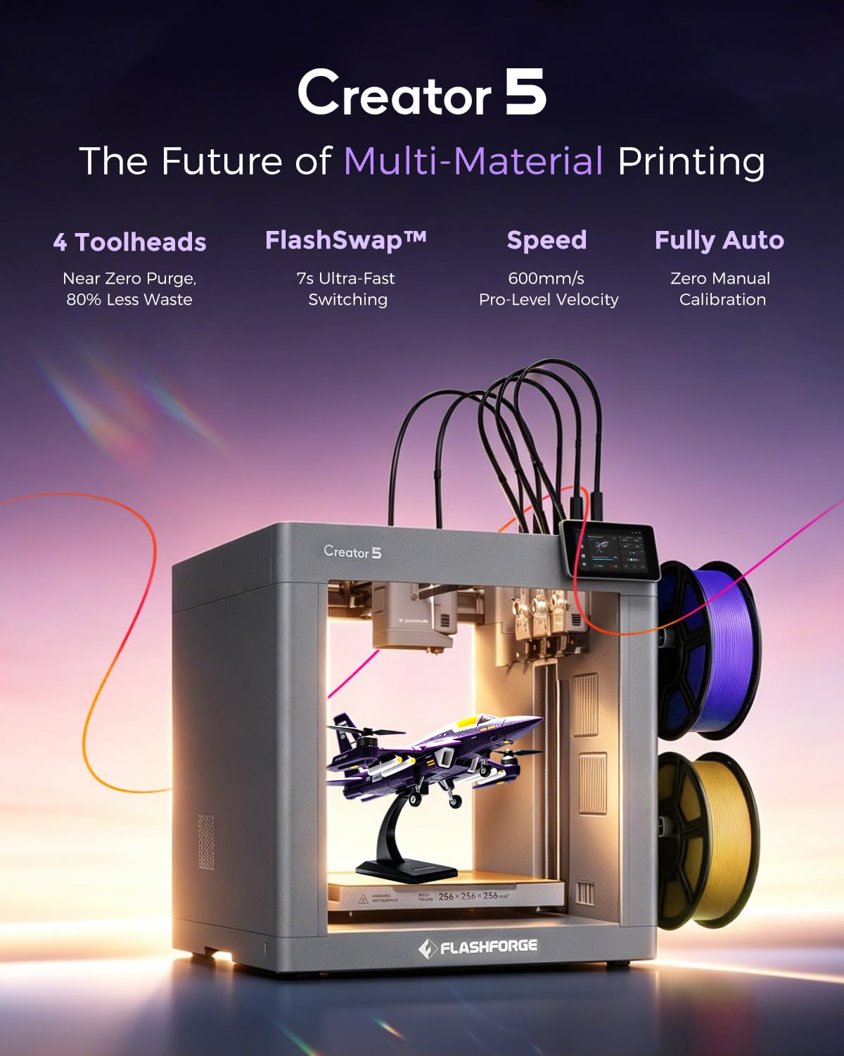 FLASHFORGE AD5X Multi-Color & Material 3D Printer with IFS, 220x220x220mm | 4-Color Printing, 600mm/s High Speed,300°C High Temp Direct Extruder,CoreXY & Auto Bed Leveling, Ideal For PLA-CF,PETG-CF product image 13