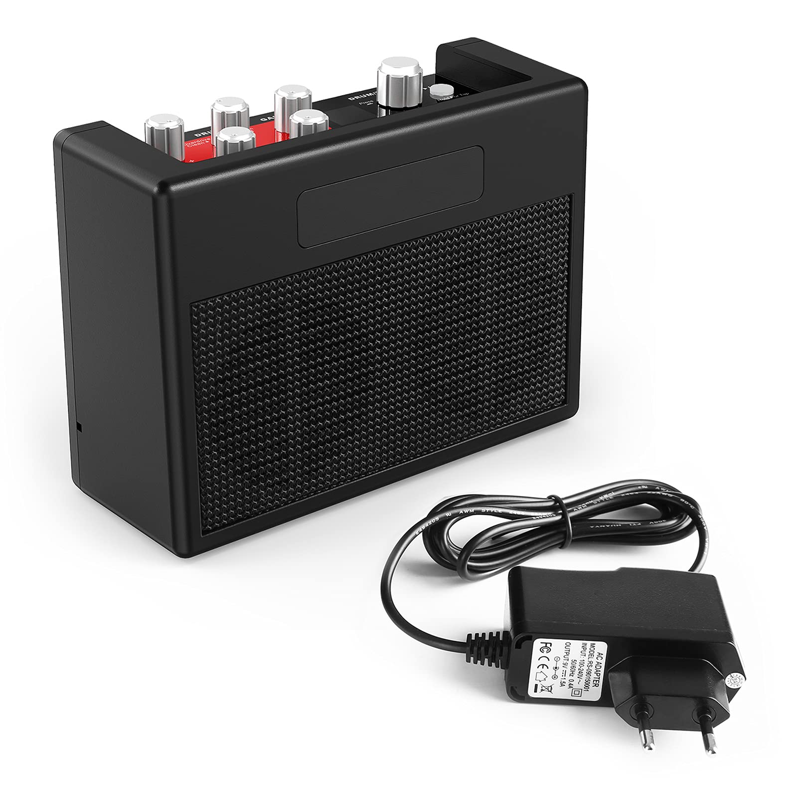 Amplificatore per Chitarra 5 Watt Multieffetto integrato 80 Ritmi di Batteria Supporto Accordatore Funzioni Tap Tempo Con Ingresso Aux Uscita Cuffie, Adattatore Di Alimentazione Incluso