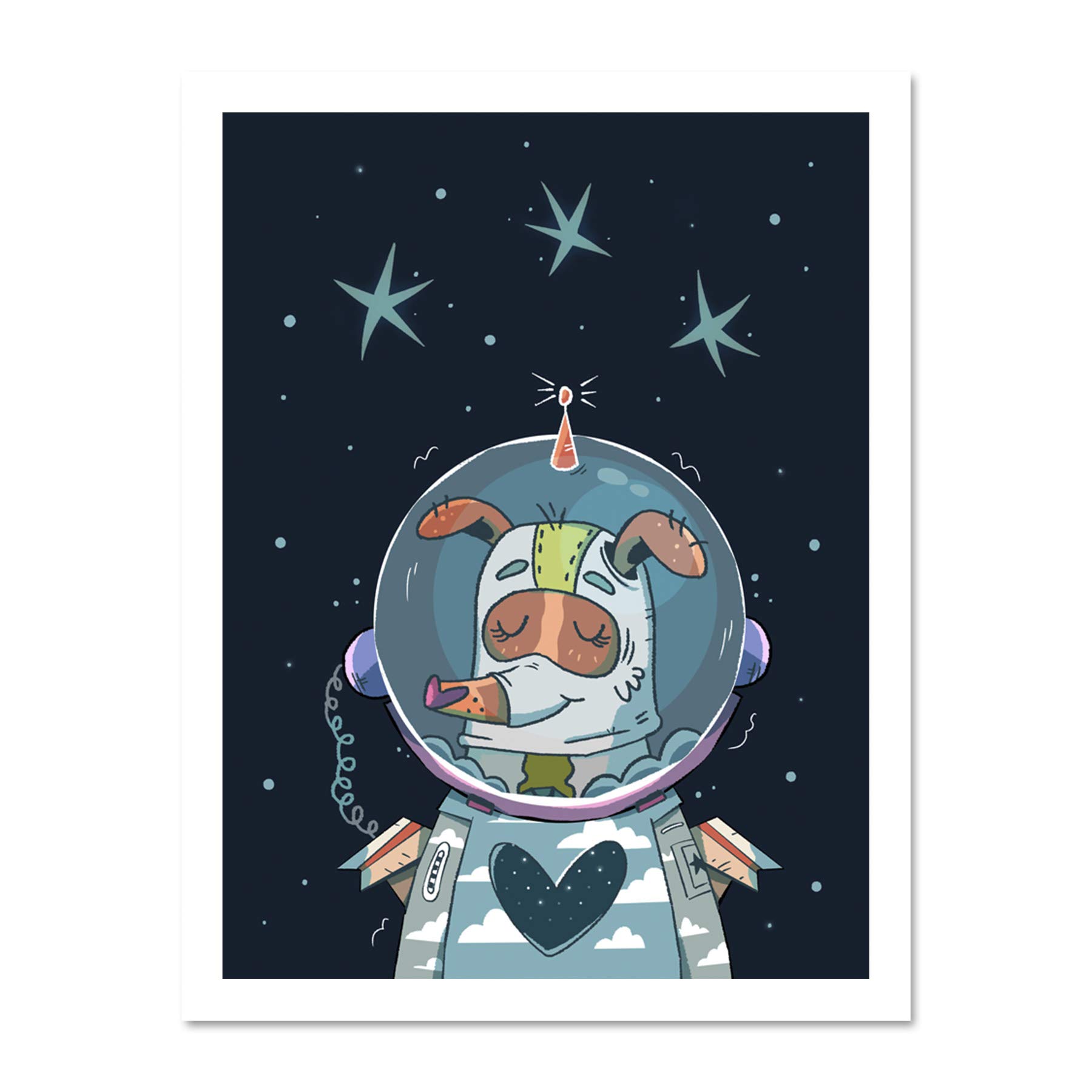 Wee Blue Coo Laika Russian Space Dog Large Framed Art Print Poster Wall Decor 18x24 inch