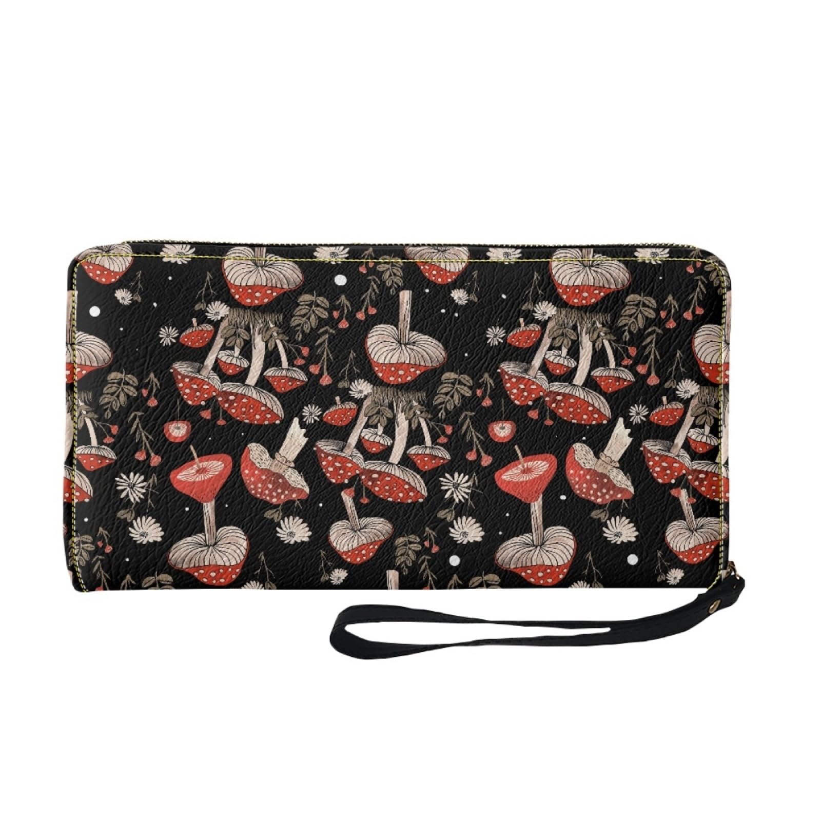 Monedero Mujer Plantas Negras Tarjetero Mujer Monederos Billetera Bolso Carteira Multiple Slots Compartments Cartera Hombre Wallet with Zipper Carteras Grande 11x20cm/3 Pieza
