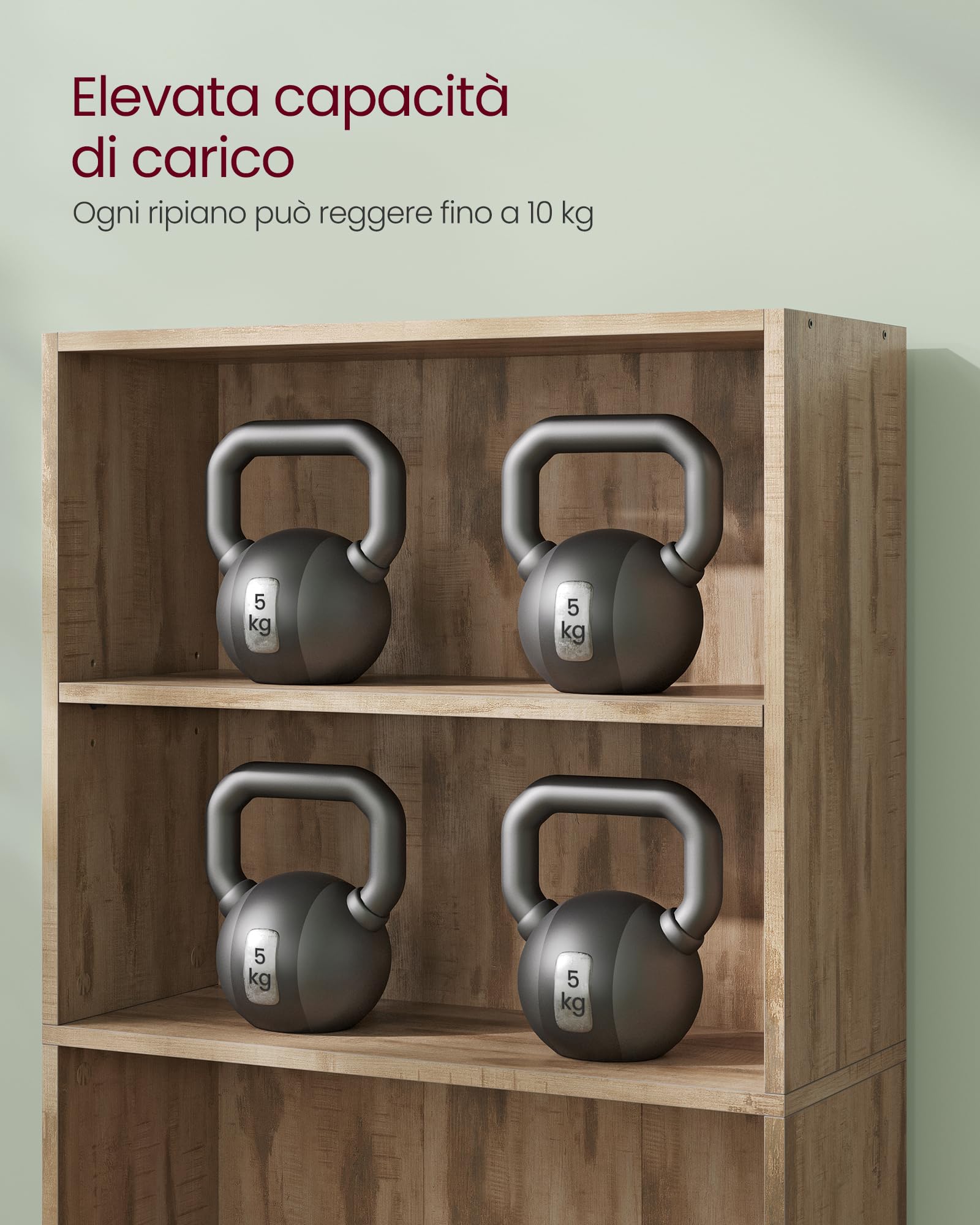 VASAGLE CUSTOS Collezione - Libreria Scaffale a 6 Ripiani, Portaoggetti, Organizzatore con Scomparti, Ripiani Aperti e Regolabili, per Soggiorno, Ufficio, Camera da Letto, Marrone Cammello LBC166T50