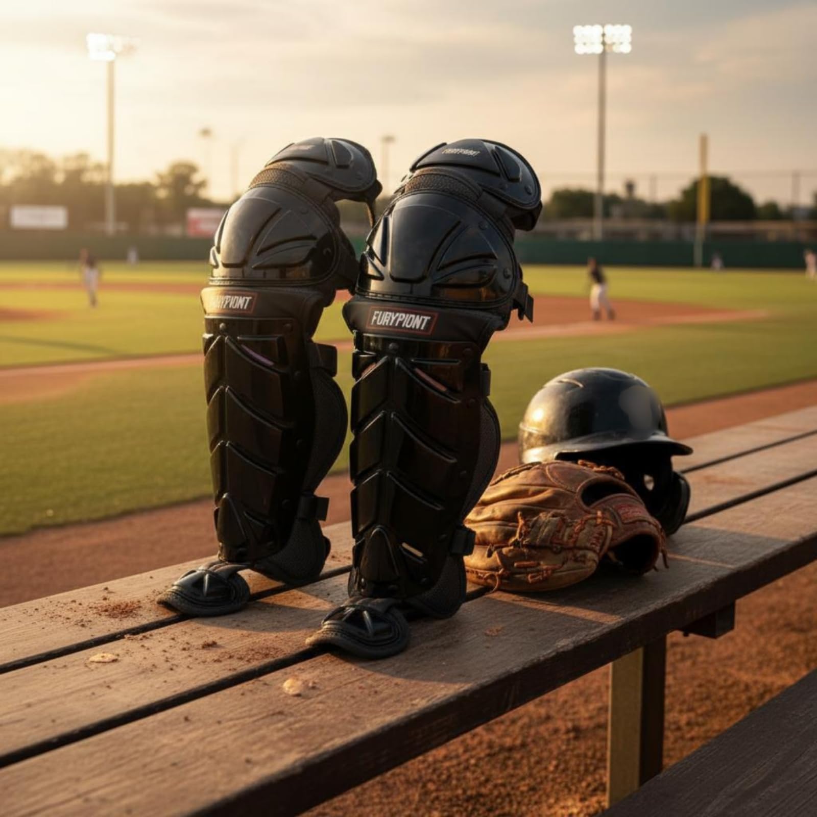 Protezione Gamba Catcher Precurvato Parastinchi da Catcher Regolabile Paraginocchia Baseball per Adulti