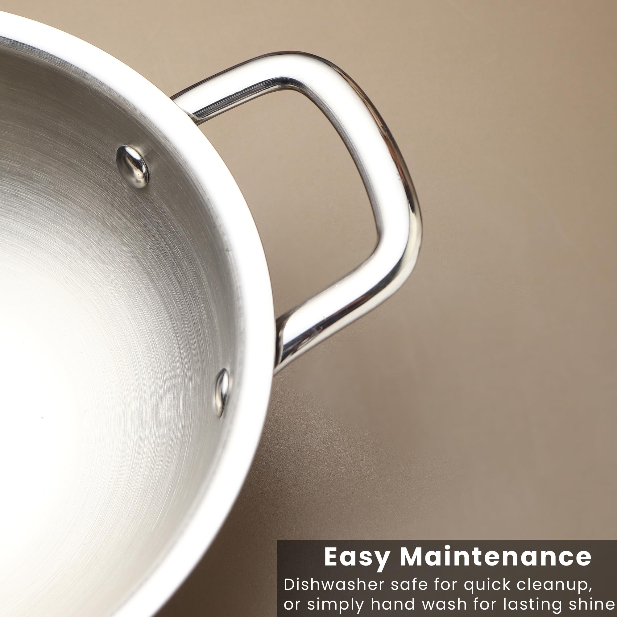 LiMETRO Steel Kadai - Premium Triply Stainless Steel -6 LiMETRO Steel Kadai - Premium Triply Stainless Steel -6