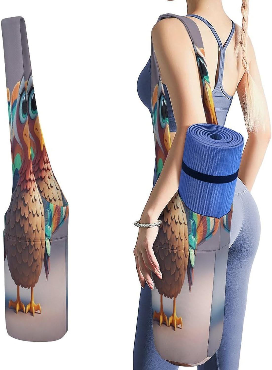 Cute Turkey Canvas Yoga Mat Bag Pilates Bag