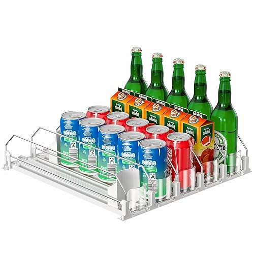 Upgraded Drink Organizer for Fridge, Space-Saving Fridge Drink Organizer, Automatic