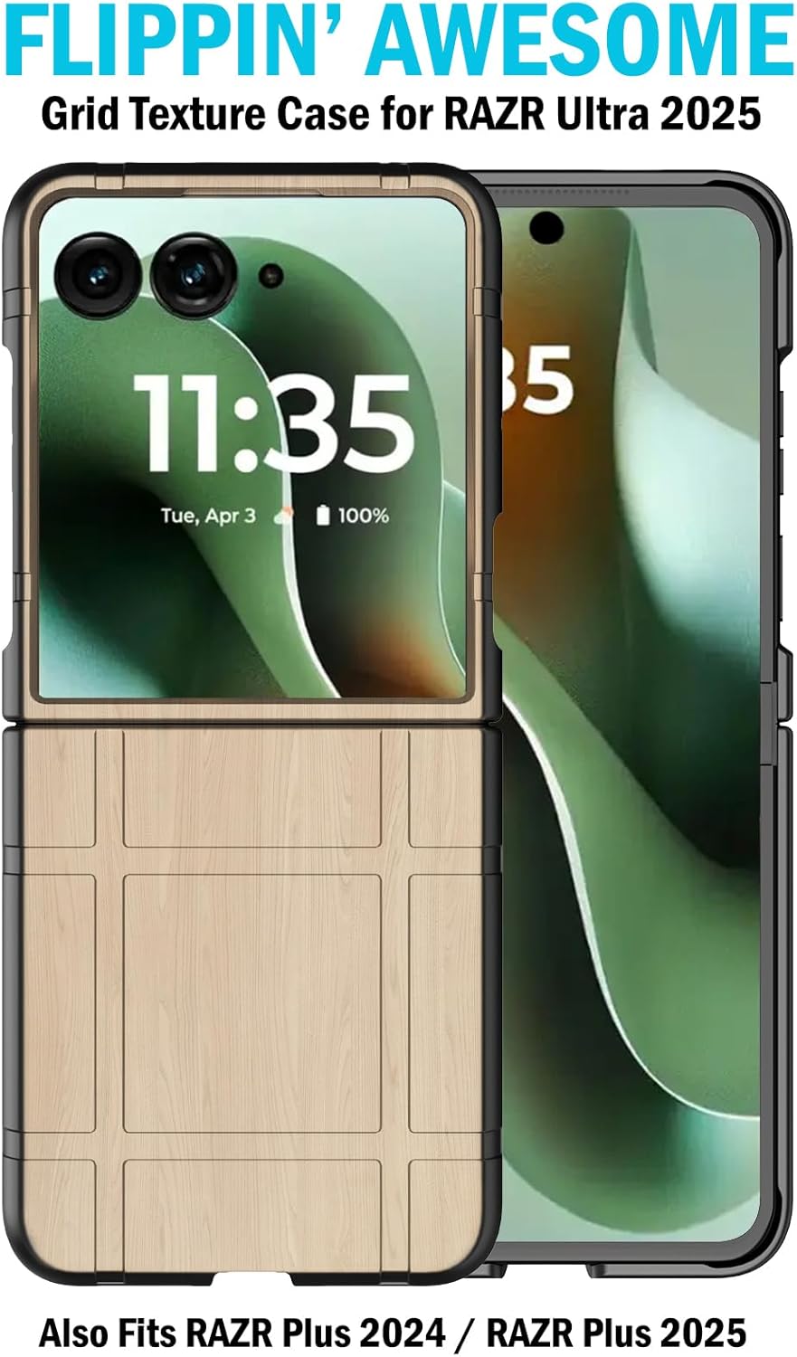 Case with Clip for Motorola RAZR Ultra 2025, Nakedcellphone Textured Slim Hard Shell Cover and [Rotating/Ratchet] Belt Hip Holster Holder Combo for Moto XT2551 - Woodgrain Design - Image 2