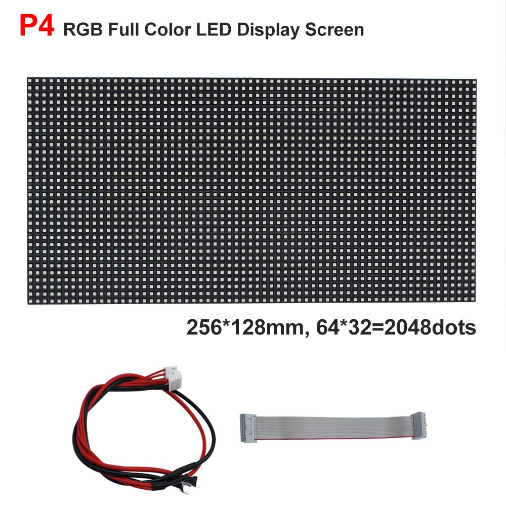 P4 Outdoor LED Matrix Module (256 x 128mm), Digital Pixel Panel Screen, 1/8 Scan, 2048 dots, 5000 Nits, RGB Full Color for Outdoor Display.