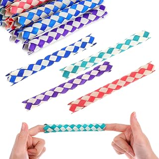 DIVINA VITAE 24 Pcs Chinese Finger Trap Classic Wooden Finger Trap Colorful Chinese Wooden Chinese Finger Traps Bird Chew Finger Trap Cool Birthday Party Favors Goodie Bag Stuffers (4 Colors Random)