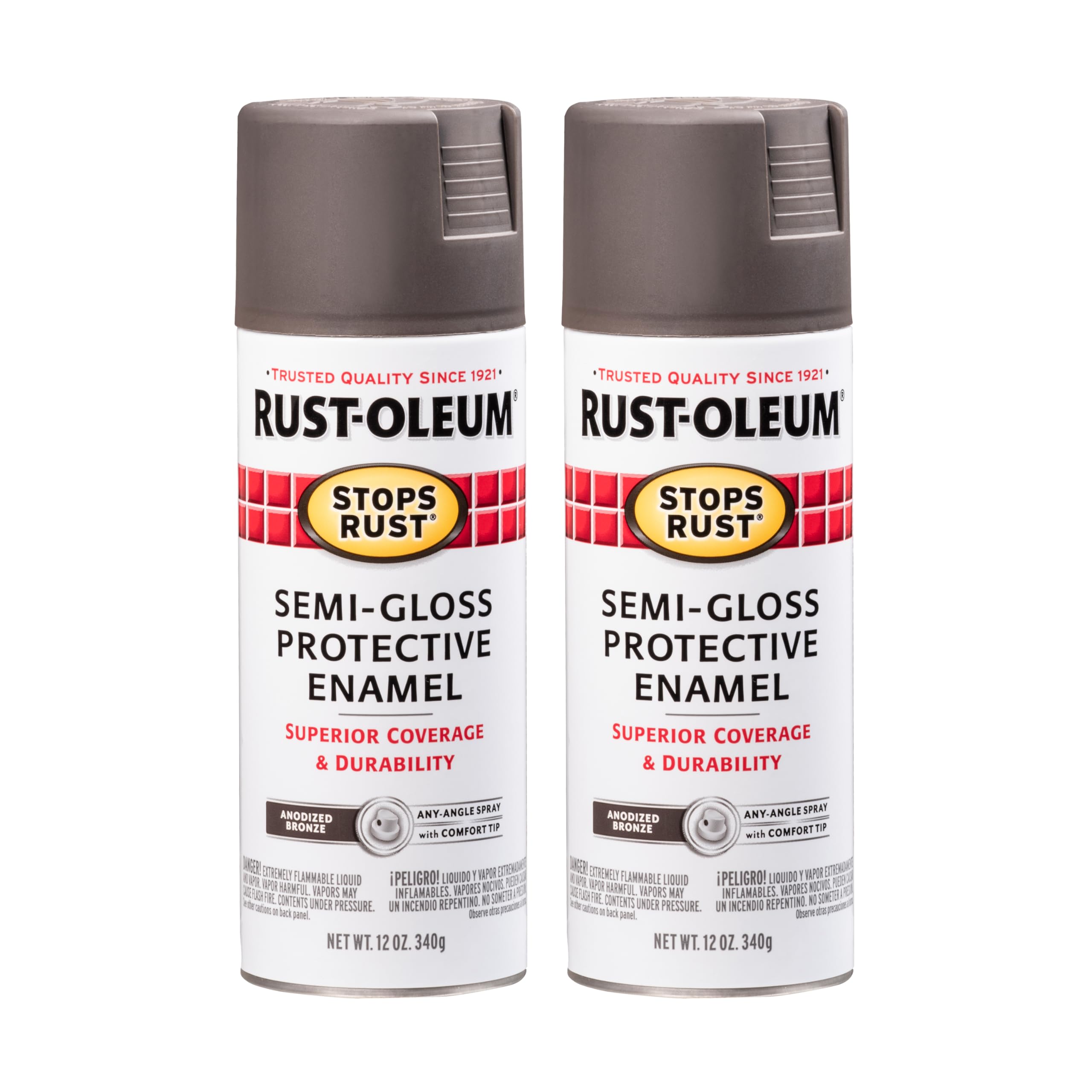 Rust-Oleum Stops Rust Spray Paint, Semi-Gloss Anodized Bronze | Rust Resistant, Indoor and Outdoor Durability, Beautiful Finish on Metal, Wood and More, Sprays from Any Angle, 2 Pack