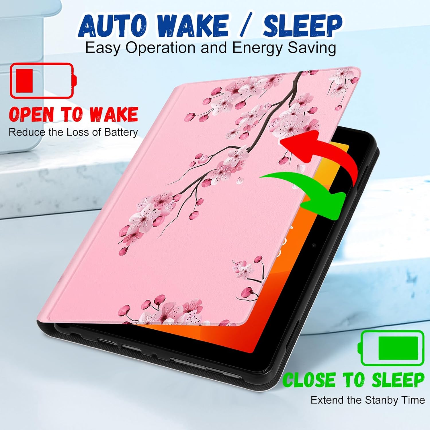 Wazzasoft for Amazon Kindle Fire HD 10/10 Plus Tablet Case 13th/11th Generation for Women Girls Folio Cover Cute Fashion Design Girly Floral Flower Kawaii Pretty Unique Cases for Kindle Fire 10.1 Inch