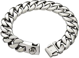 Dog Chain Collar, 32MM Heavy Duty Chew Proof Walking Training Choke Collar, Strong 18K Metal Stainless Steel Cuban Link Chain with Buckle for Medium Large Dogs