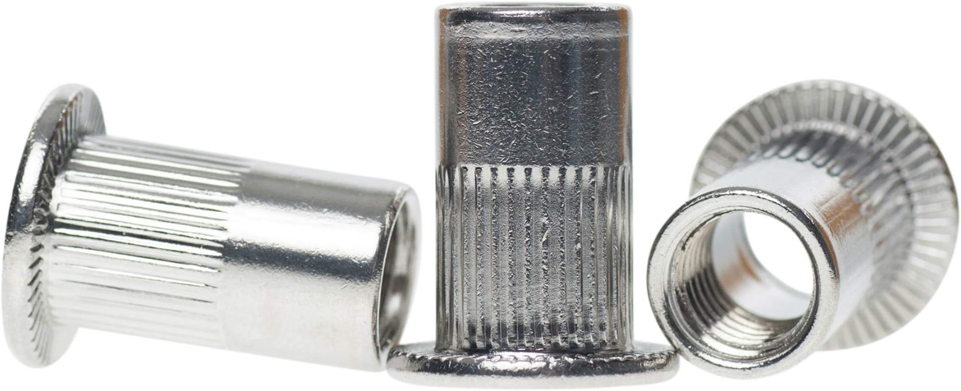 M12 x 23 A2 Stainless Steel Flat Head Knurled Rivet Nuts Rivnuts ...