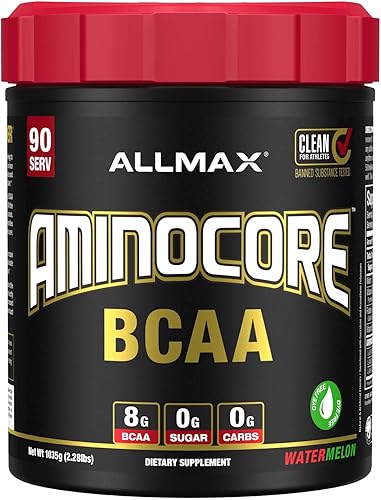 Miniatura 16 de ALLMAX Nutrition AMINOCORE BCAA en polvo, 0.29 oz de aminoácidos, bebida de recuperación intra y después del entrenamiento, sin gluten, limonada